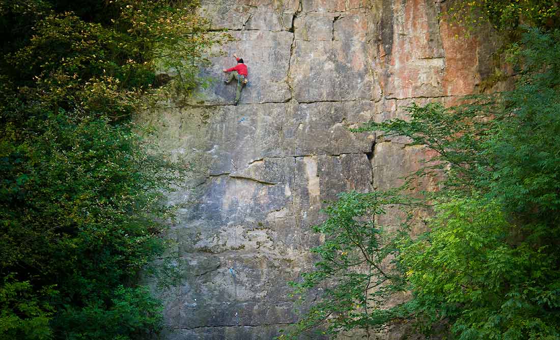 Mark Pretty climbing at Goddard’s Quarry.